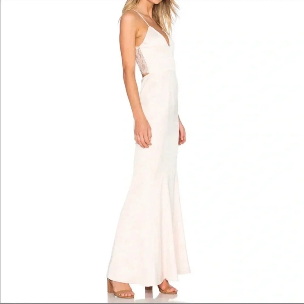 Lovers + Friends Paris Maxi Dress Lace Back Gown Champagne Revolve
